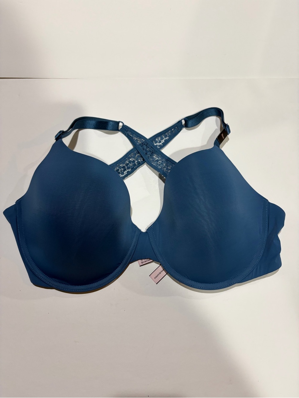 Victoria’s Secret Bra 36DD Teal Blue Lace Cross Back Uplift NWT